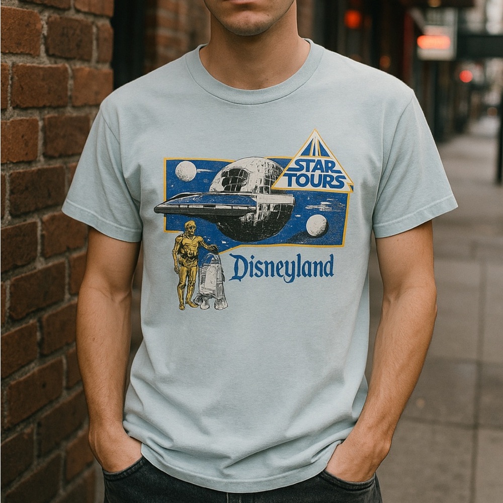 Vintage 1986 Star‎ Tours Disneyland T-Shirt Lucasfilm & Disney Medium USA - Picture 10 of 12
